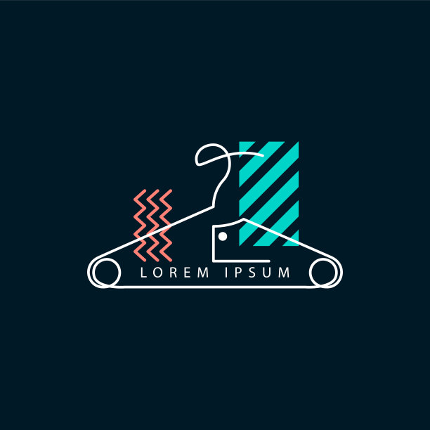 衣架,衣架。线形图标，符号，标签用于缝纫车间，商店，工作室，裁缝或定制的衣服。图片下载