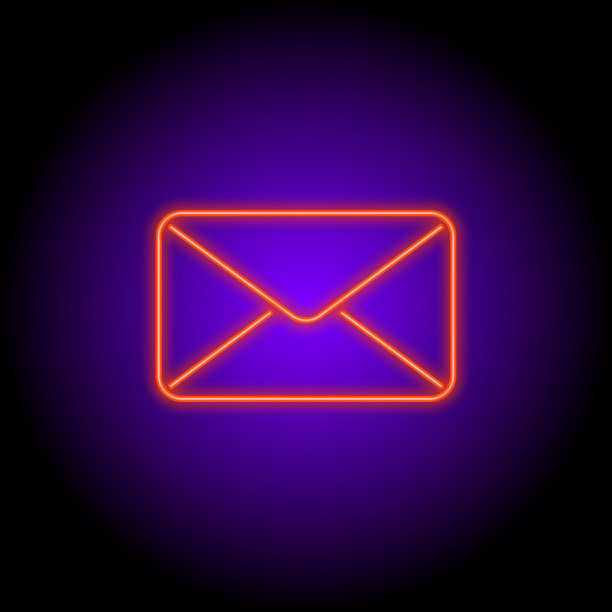 矢量霓虹平面设计图标的邮件通信符号孤立图片下载