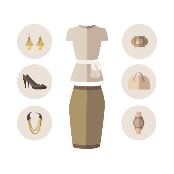 女式正式服装设矢量平面风格图片下载