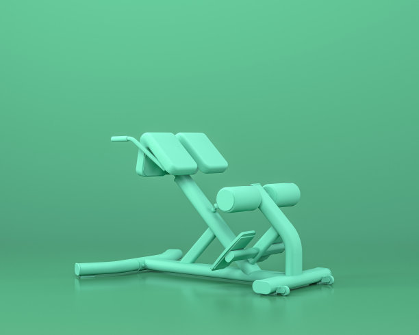 背部扩展健身器材，单色绿色背景，3d渲染图片下载