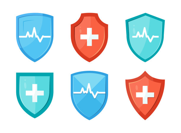 免疫系统图标在平面风格，矢量图片下载