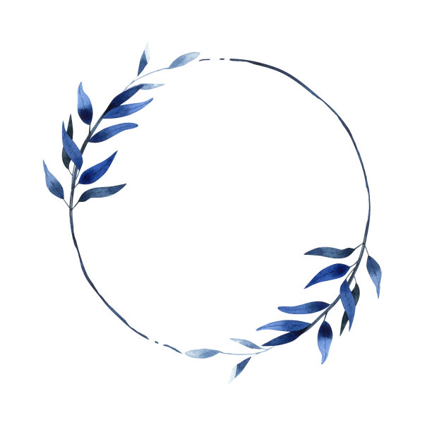 花环手绘水彩插图在深蓝色和金色的阴影图片下载