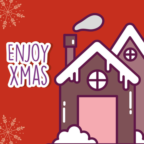 圣诞快乐，有烟囱的姜饼屋图片下载