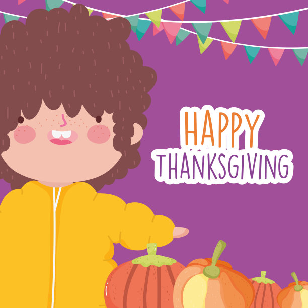 感恩节快乐，可爱的南瓜小男孩图片下载