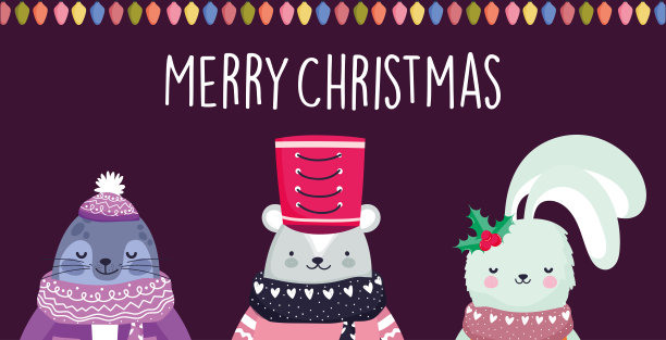 圣诞节可爱海豹熊兔子图片下载