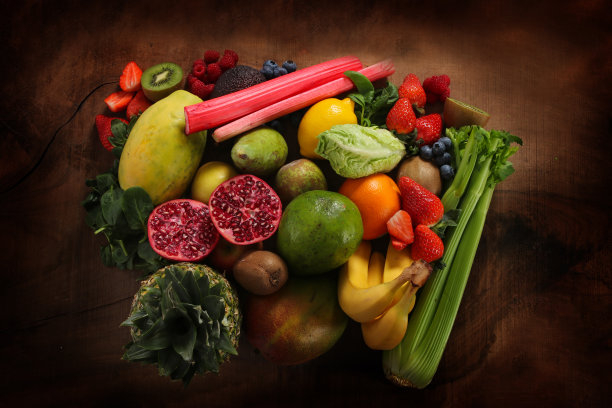 近距离的健康食品和水果复制空间图片下载