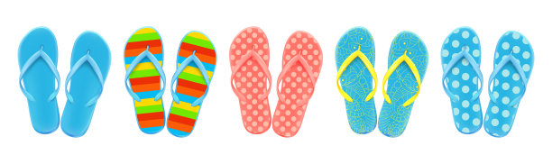 一套彩色的夏季人字拖图片下载