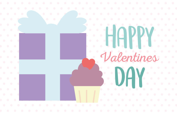 情人节快乐，礼物盒和甜蜜的纸杯蛋糕点缀的背景图片下载