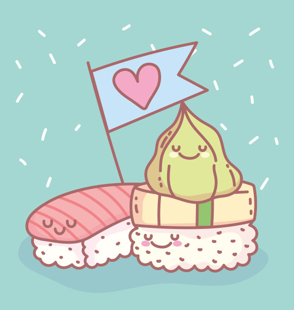 寿司三文鱼米饭和芥末菜单餐厅食物可爱图片下载