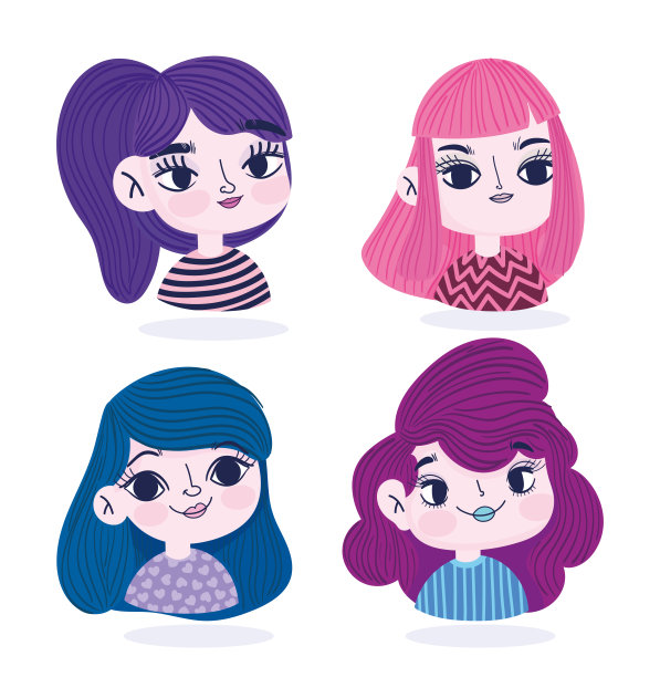 可爱的女孩肖像卡通人物图片下载