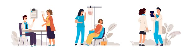 医生的约会。卡通医院献血现场，体检概念。载体供体协助模板图片下载