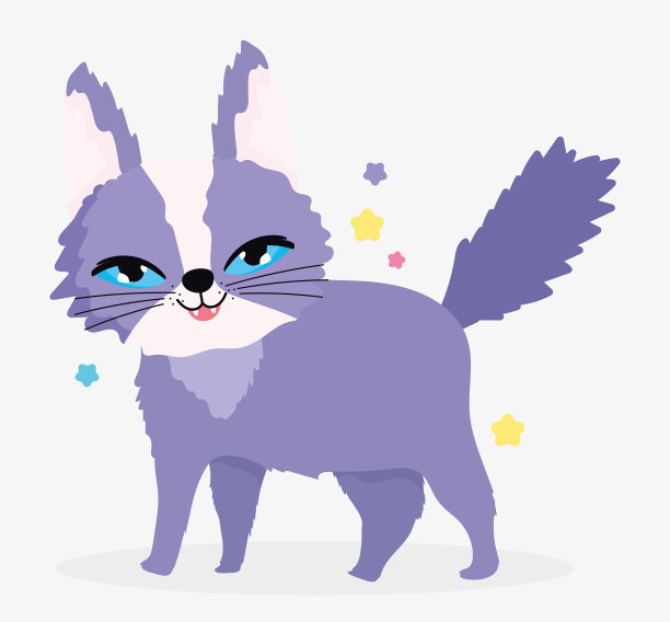 可爱的微笑猫家养卡通动物，猫宠物素材图片