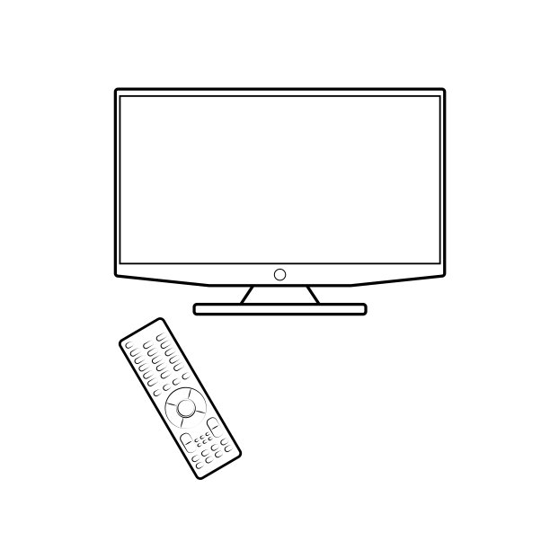 矢量插图的黑白电视儿童着色孤立在白色背景。图片下载