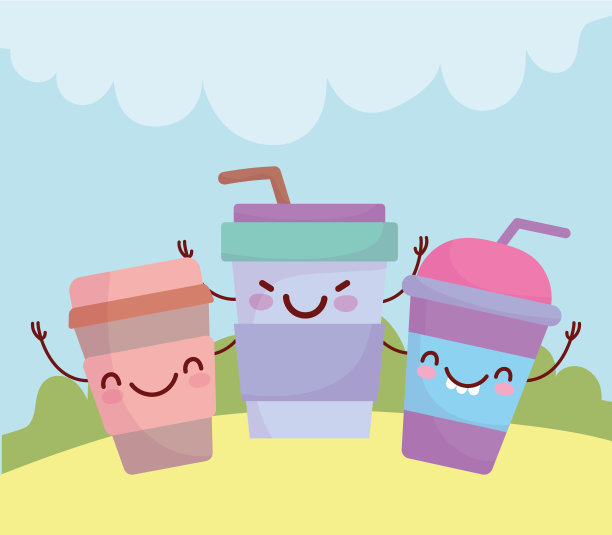 一次性纸杯咖啡菜单人物卡通食物可爱图片下载