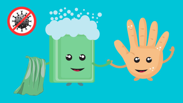 洗你的手。冠状病毒病停止标志。带有红色禁止标志的冠状病毒图标。危险冠状病毒COVID-19的卡通矢量插图。矢量图标。的危险冠状病毒细胞，图片下载