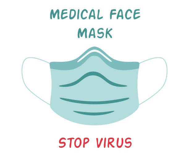 医用口罩图标。面具孤立。阻止病毒。正面。防护呼吸面罩。图片下载