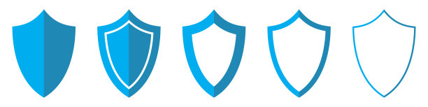 矢量盾在平面风格。盾牌图标集图片下载