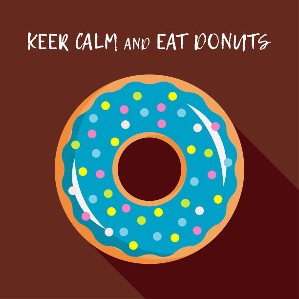 有趣的贺卡和甜甜圈。海报或菜单的设计风格。图片下载