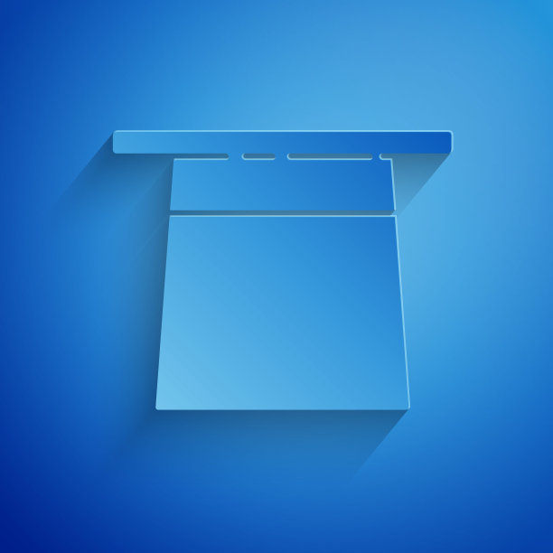 剪纸魔术师的帽子图标孤立在蓝色背景。魔术。神秘的娱乐概念。纸艺术风格。矢量图图片下载