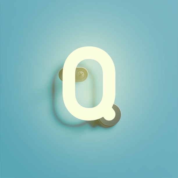 现实霓虹灯字符从字体，矢量插图图片下载