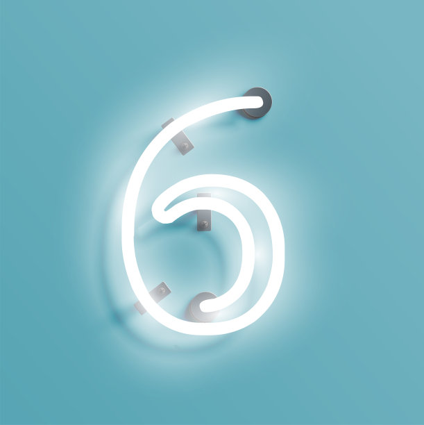 现实霓虹灯字符从字体，矢量插图图片下载