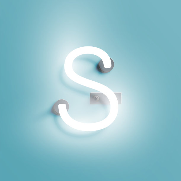 现实霓虹灯字符从字体，矢量插图图片下载