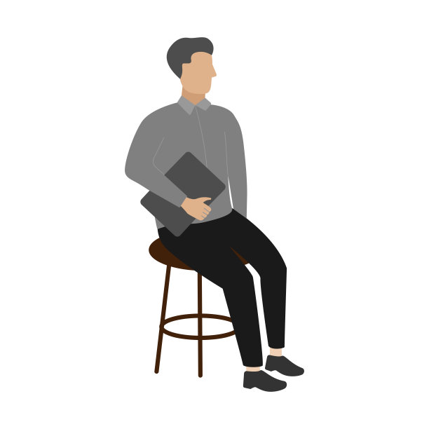 一个坐在椅子上拿着笔记本电脑的商人一边跑一边拿着笔记本电脑和咖啡。插图。EPS文件。平面卡通人物孤立在白色背景。eps图片下载