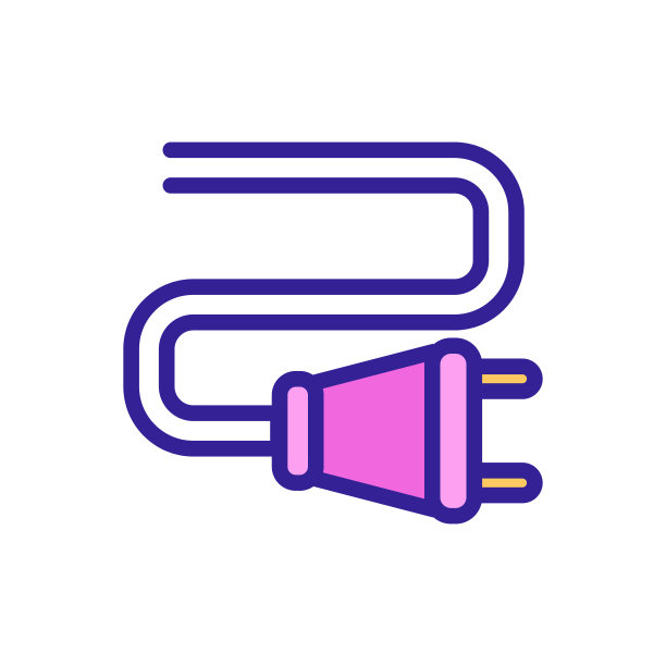 电插座连接器图标矢量。孤立轮廓符号插图图片下载