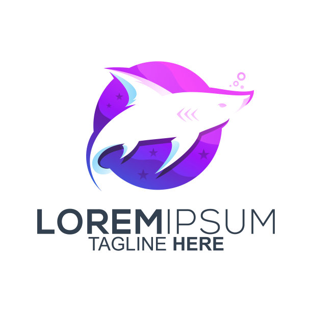 彩色鲨鱼标志设计矢量图片下载