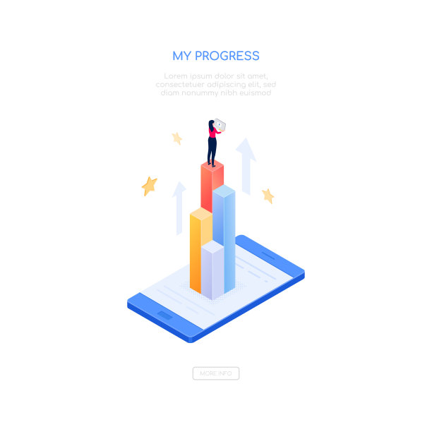 我的进展-现代等距矢量网络横幅图片下载