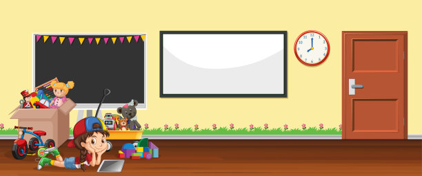 背景场景与白板和玩具图片下载