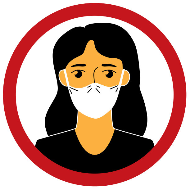 矢量插图的一个女孩在医疗面罩在圆形框架。图片下载