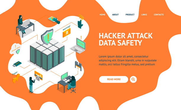 黑客攻击概念登陆网页三维等距视图。向量图片下载