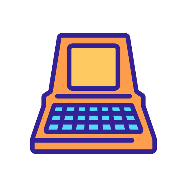 复古电脑图标向量。孤立轮廓符号插图图片下载