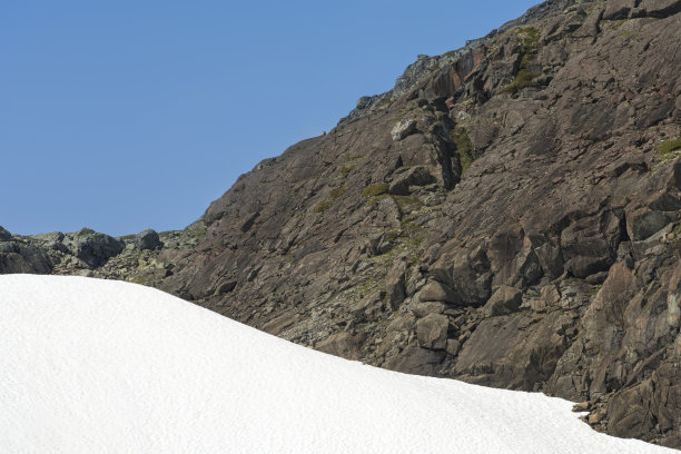 清澈的蓝天和清新的空气之上的山峰上升在一个国家公园的冰川边缘图片下载