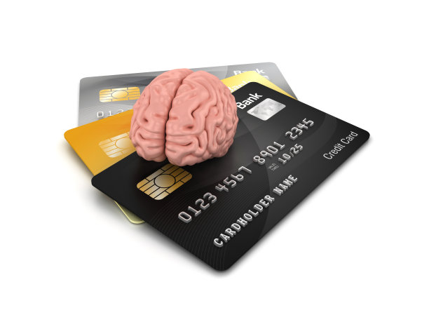 信用卡与大脑- 3D渲染图片下载