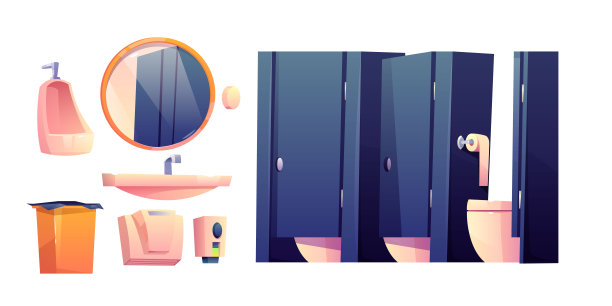 矢量卡通公共厕所家具图片下载