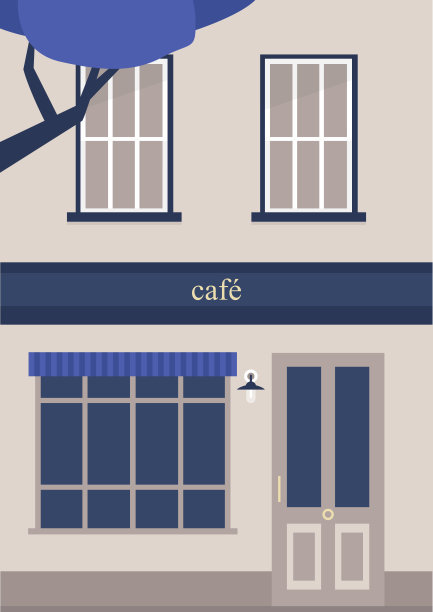 建筑正面，咖啡厅和公寓，钢琴贵族，没有人图片下载