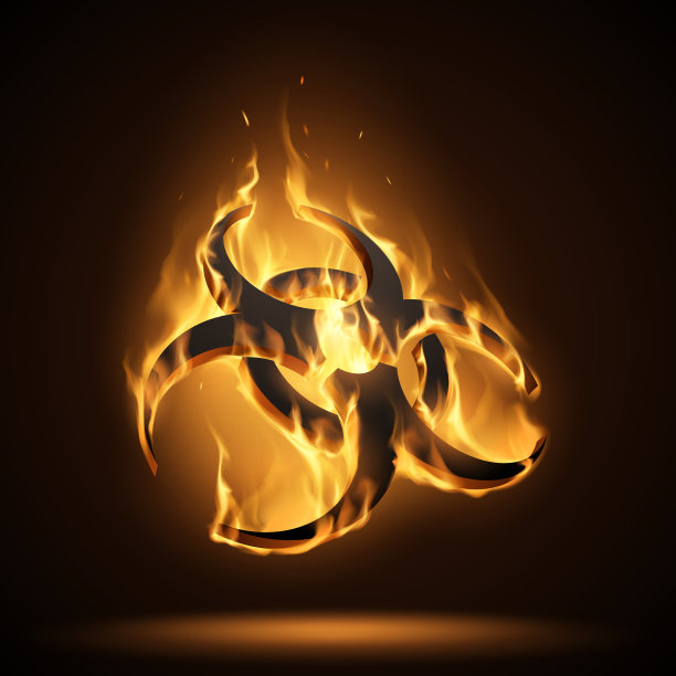 带有火焰的生物危害警告标志图片下载