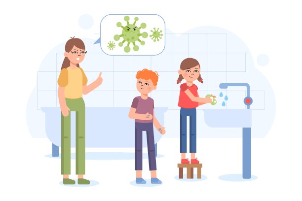 家庭卫生间洗手。矢量图图片下载