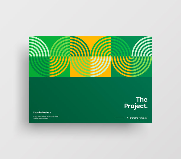 创意业务表示向量A4水平方向首页模拟。现代企业报表封面抽象几何插图设计布局。公司身份手册模板。图片下载