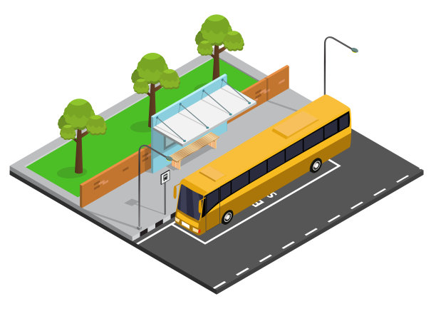 等距公交车站图图片下载