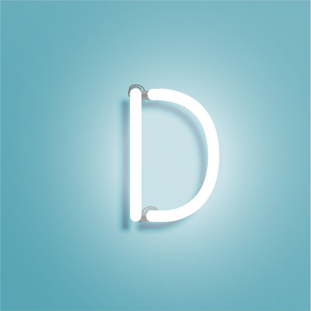 现实霓虹灯字符从字体集，矢量插图图片下载