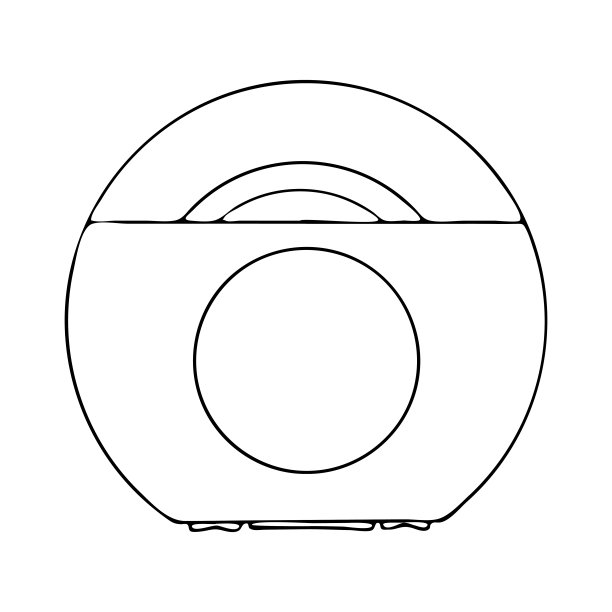 牙线是家庭浴室中个人口腔卫生的牙齿产品。清洁牙齿之间的空间。矢量孤立的平面涂鸦现实绘制与黑色轮廓白色背景图标图片下载