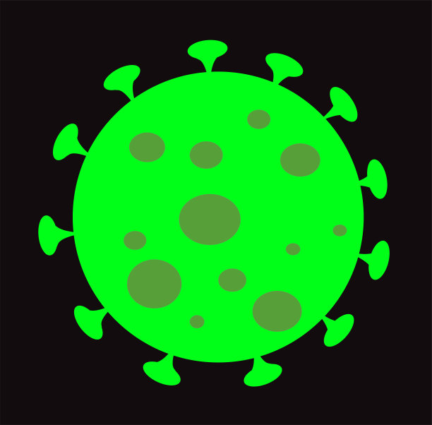 冠状病毒载体图标孤立在黑色背景上图片下载