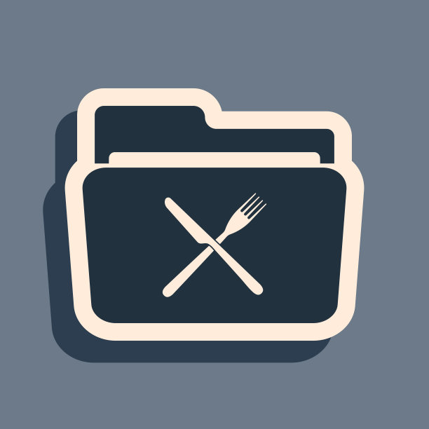 黑色交叉叉和刀在文件夹图标孤立在灰色背景。餐厅的象征。长长的阴影风格。矢量图图片下载