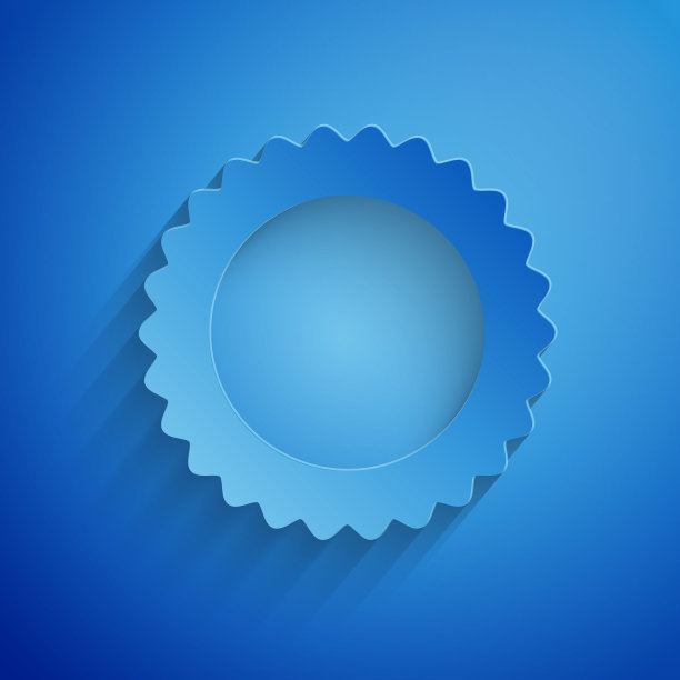 剪纸太阳图标孤立在蓝色背景。夏天的象征。好晴天。纸艺术风格。矢量图图片下载