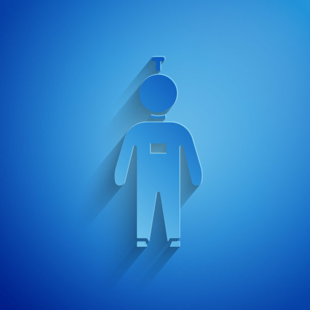 剪纸宇航员图标孤立在蓝色背景。纸艺术风格。矢量图图片下载