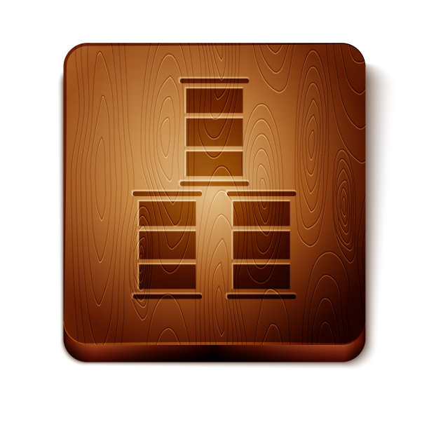 棕色桶油图标孤立在白色背景。木制方形按钮。矢量图图片下载