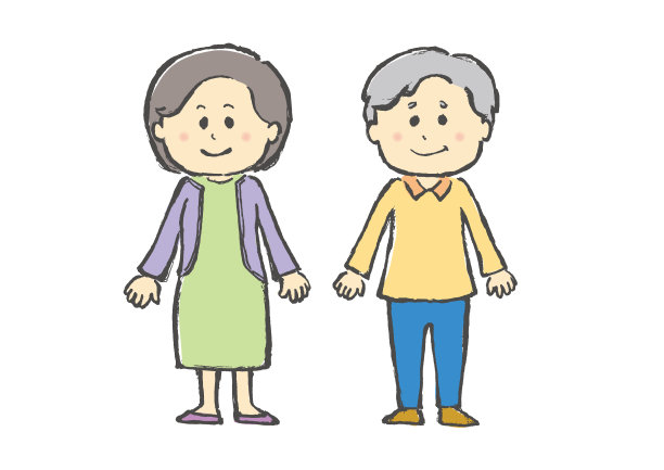 Person, Person, senior, old man, married couple, grandpa, grandma, old man, old woman, white back, white background，手绘，素材图片